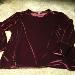 Loft. Crushed Velvet Long Sleeve Blouse